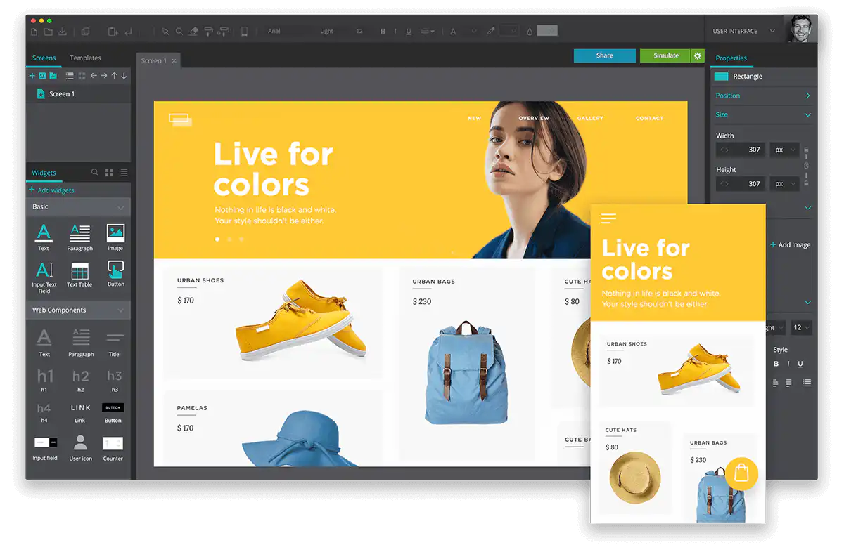 JustInMind app design software screenshot