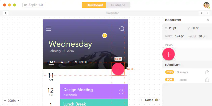 Zeplin app design software screenshot